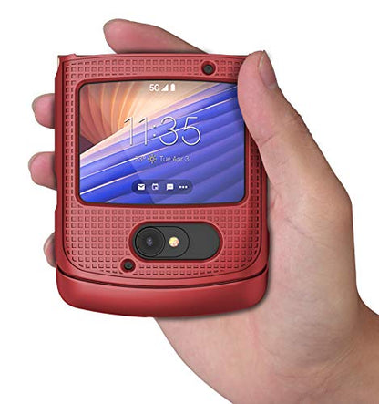 Grid Series for Motorola RAZR 5G (2020) Flip Phone Case - Bold Red | Slim Hard Shell Cover, Satisfying Texture, Matte, For Moto XT2071 - color: Red
