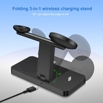 25W Magnetic Wireless Charging Stand 4 in 1 Wireless Charging Station for Mag-Safe,iPhone 17 Pro Max/17 Air/16 Pro/16 Plus/15/14/13/12 mini,AirPod Pro,Apple Watch
