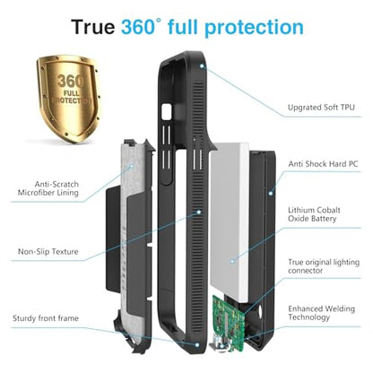 BOPPS Battery Case for iPhone 13/14 /14 Pro/13 Pro, Upgraded Slim 8500mAh Portable Protective Chargier Case with Carplay Compatible for iPhone 13，14 Series Charging Case，Black - size: iPhone 13/13 Pro/14/14 Pro
