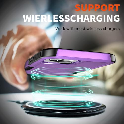 AEDILYS® for Apple Recommend Shockproof iPhone 15 Case,[15 FT Military Grade Drop Protection],with 2X [Kevlar® 9H Glass Screen Protector] (Purple) - color: Purple
