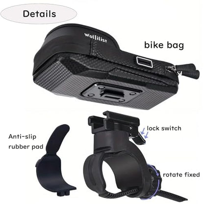 WOLFILIST Phone Holder for Bike/E-Bike, Bicycle Handlebar/Top Tube Bag