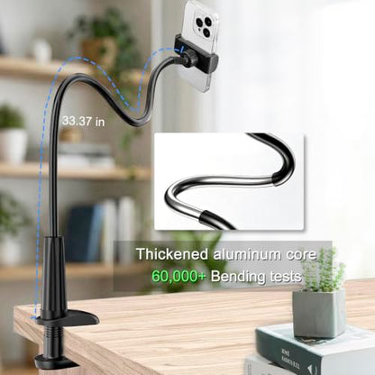 JCWINY Webcam Mount, Webcam Stand for Desk Flexible Gooseneck Computer Camera Stand Arm Clamp with Phone Holder Compatible with Logitech C930e C930 C920 C922x C922 Brio 4K C925e C615