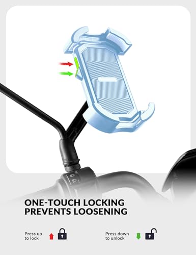 ROCKBROS Bike Phone Holder Security Lock Shockproof Bicycle Phone Mount - color: Side View Mirror Mount Blue