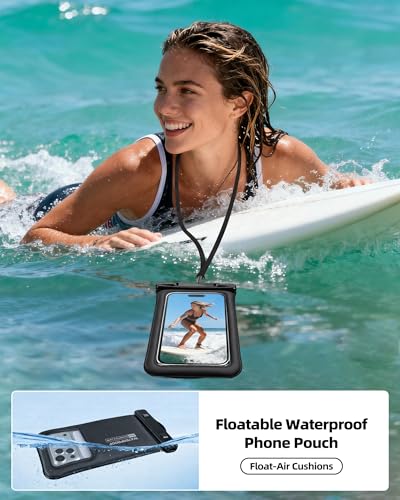 PEDVSTY Floating Waterproof Phone Pouch 2 Pack - Up to 7.0", Black | Touchscreen, IP68 Waterproof Phone Case w/Lanyard, Dry Bags for iPhone Sumsang Google, Beach Kayak Cruise Travel Essentials - size: Regular (Up to 7.0")
