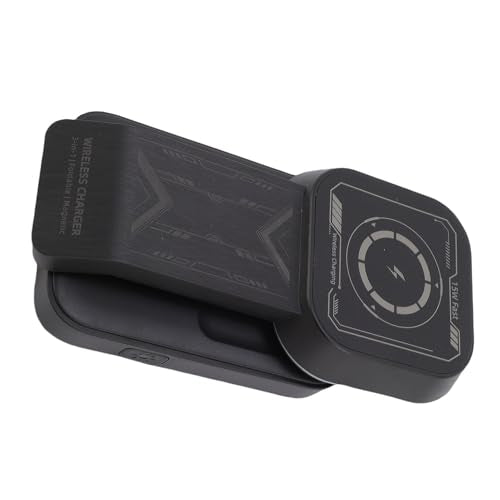 Fabater Fast Wireless Charging Stand 3 in 1 Dock for Multiple Devices Including Phone Watch Earbuds Compact Design Black 146x69x34mm
