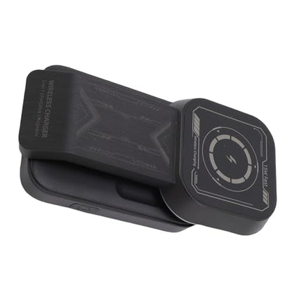 Fabater Fast Wireless Charging Stand 3 in 1 Dock for Multiple Devices Including Phone Watch Earbuds Compact Design Black 146x69x34mm
