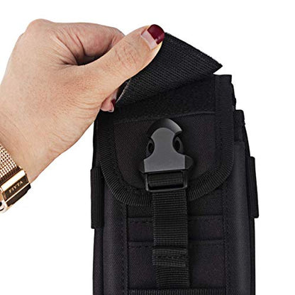 Tactical Molle Pouch Compact Utility EDC Waist Pack Phone Holster with Card Slots for 4.7"-6.9" Phone - color: Tan