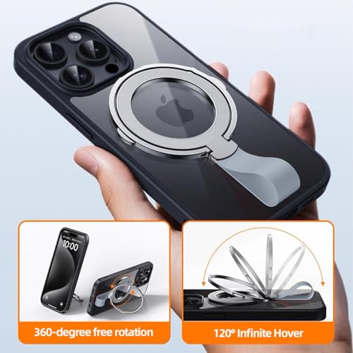 Magnetic Phone Grip with Silicone Strap, 2-in-1 Magnetic Ring Holder Stand, Compatible with Apple iPhone 16/15/14/13/12 Series, Suitable for MagSafe, Video Watching & Office Use (Silver)