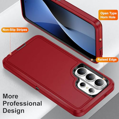 Shockproof Case for Samsung Galaxy S26 Ultra 6.9 inch,Heavy Duty Rugged Military Grade Protection,Hard Sturdy Phone Cover for Samsung S26 Ultra,Black Red - color: Black Red