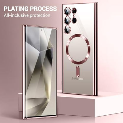 Hurgoer for Samsung Galaxy S24 Ultra Case（Only）.Magnetic Cover for S24 Ultra，Glossy Slim Thin Soft funda capa para 6.8 inch.Compatible with MagSafe (Rose Gold) - color: Rose Gold