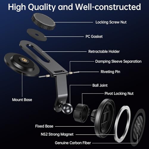 SYNCWIRE MagSafe Car Mount for Dashboard,Foldable Aluminum Arm,Black - color: Black