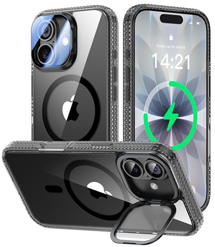VOFATA [Upgraded Full Camera Protection] for iPhone 17 Case with Camera Cover Stand [Fit for MagSafe][10FT Mil-Grade Protection] Transparent Magnetic iPhone 17 Phone Case, Clear Black - color: Clear-Black, size: for iPhone 17 6.3"