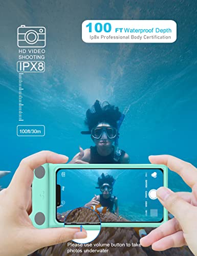 wellhouse Waterproof Phone Pouch, Waterproof Phone Case for iPhone 17 16 15 14 Pro Max XS Samsung, IPX8 3D Cellphone Dry Bag Beach Essentials -Kitten Crystal Mint - color: 1 Pack - Kitten Crystal Mint7.0"