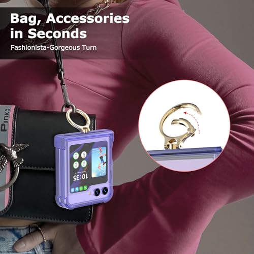 Case for Samsung Galaxy Z Flip 6 Case with Ring Shockproof Kickstand Hinge Protection Compatible with Magsafe Phone Cover for Samsung Galaxy Z Flip 6 5G(Violet) - color: Violet