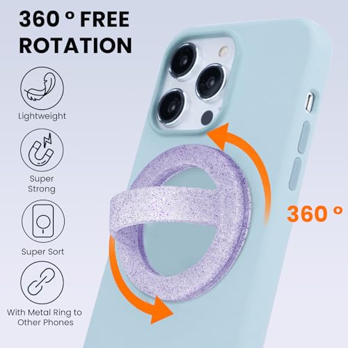 Magnetic Silicone Phone Grip Ring Holder Compatible with MagSafe Phone Case - color: Starlight Purple