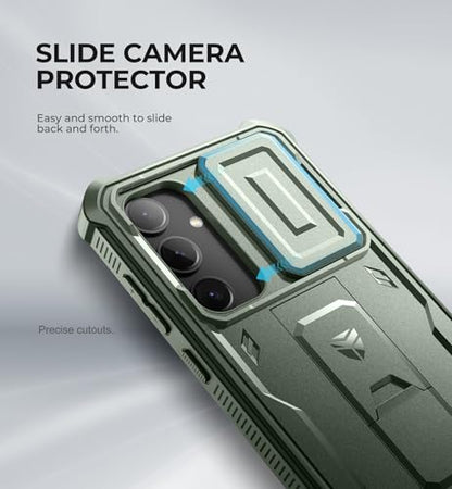 Dexnor for Samsung Galaxy S24 Plus Case with Built-in Slide Camera Cover & Screen Protector & Kickstand, Shockproof Rugged Case Full-Body Bumper Protective Cover for Galaxy S24 Plus (2024),Army Green | 2 Front Frames , Built-in Screen Protector & Kickstan