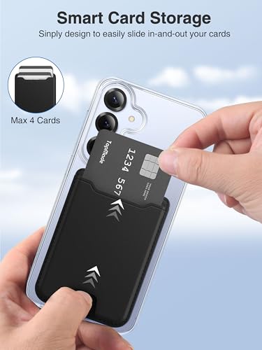 TopMade for MagSafe Wallet, 4 Cards Holder, Strongest Magnetic Phone Wallet - color: Black