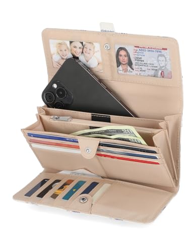 Mundi File Master Womens RFID Blocking Wallet Clutch Organizer With Change Pocket - color: Hemingway Plaid, size: One Size
