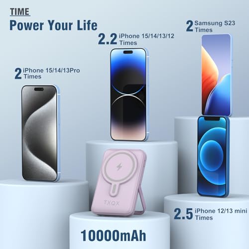 Wireless Portable Charger 10000mAh,Magnetic Power Bank with Built-in Cables LED Display,22.5W PD Fast Charging for Magsafe Battery Pack Compatible with iPhone16/15/14/13/12/Pro/Pro Max(Purple) - color: Purple