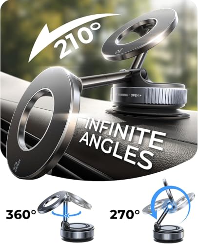 MRGLAS 2026 Upgraded for MagSafe Vacuum Car Phone Mount, 360° Adjustable - color: Dark Grey