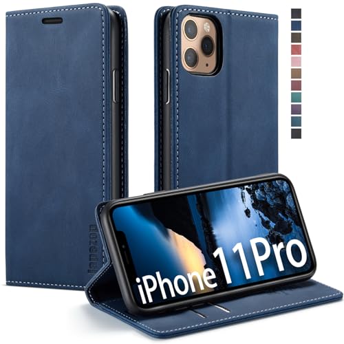 japezop Compatible with iPhone 11 Pro Case Wallet with [RFID Blocking] Credit Card Holder, Leather Flip Book Phone Case for iPhone 11 Pro(Blue) - color: Blue, size: iPhone 11 Pro 5.8 Inch