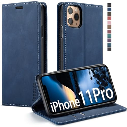 japezop Compatible with iPhone 11 Pro Case Wallet with [RFID Blocking] Credit Card Holder, Leather Flip Book Phone Case for iPhone 11 Pro(Blue) - color: Blue, size: iPhone 11 Pro 5.8 Inch