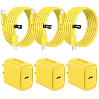 iPhone Charger Fast Charging 10FT iPhones 17 16 15 Charger 3 Pack - color: Yellow, size: 10FT