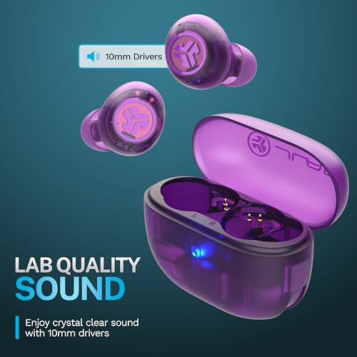 JLab Go Pop ANC True Wireless Earbuds with Dual Connect, Transparent Purple - color: Transparent Purple