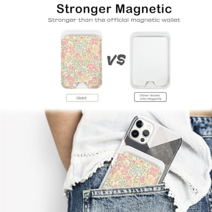 for Magsafe Cute Wallet Magnetic Card Holder(Peach Blossom Flower) - color: Peach Blossom Flower
