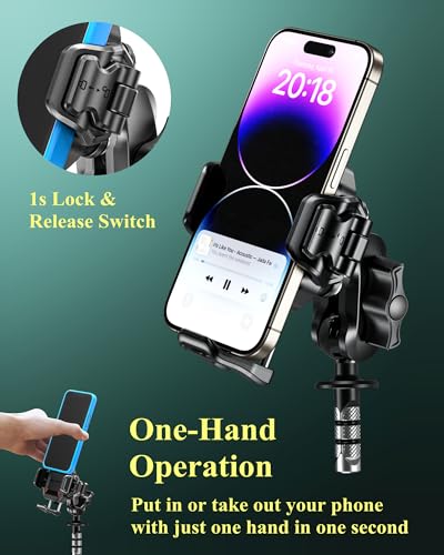 BRCOVAN Anti-Theft Motorcycle Fork Stem Phone Mount with Vibration Dampener