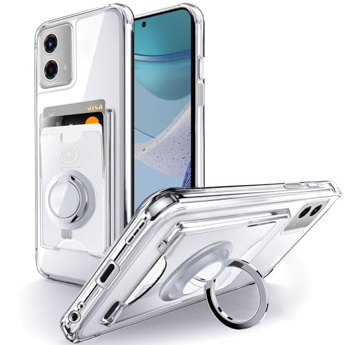 Shields Up for Moto G 5G 2023 Case, Wallet Case with Card Holder, Clear | Minimalist Wallet Case, 3 Card Slots, 360° Rotation Ring Stand/Kickstand, Drop Protection Protective Cover - size: Moto G 5G 2023
