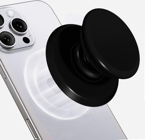 for MagSafe Phone Grip,Soft Silicone Magnetic Collapsible Cell Phone Finger Grip for iPhone 17/16/15/14/13,12 and Smartphones Tablets - Black - color: Black