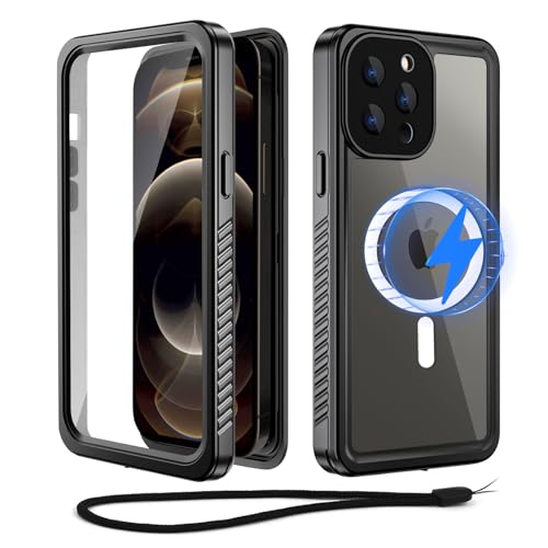 Beeasy for iPhone 12 Pro Waterproof Case [Compatible with Magsafe] [Built-in Screen Protector], 360 Full Body Heavy Duty Phone Case, Military Grade Shockproof Dustproof,Magnetic Black - size: iPhone 12 Pro (6.1")