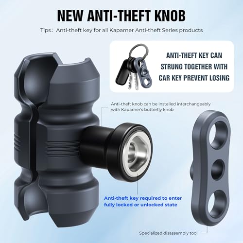 Anti-Theft Motorcycle Phone Mount, Handlebar Clamp Base Fits 0.5"-2" Diameter Bars, 25mm Ball Head & Double Socket Arm, Universal for iPhone/Samsung/Android Phones Width 2.56"-3.74" (KPS-01) - color: KPS-01