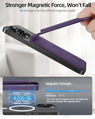 ExtreLife For Magsafe Wallet, Works with Apple Find My, 6 Cards Holder - color: Dark Purple