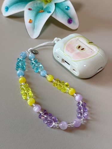 Drawwind Phone Charm Beaded Wristlet Strap Universal Cell Phone Lanyard Cute Bracelet Wrist Strap Beaded Chain String Handmade Accessories for Case Camera Bags (Gummy Bear) - color: Gummy Bear