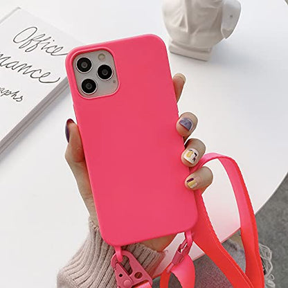 Compatible with iPhone 6/7/8/SE2/SE3,Crossbody Phone Case with Lanyard Cute Soft Silicone Case with Adjustable Shoulder Strap Shockproof Protector Compatible with Women Girls Rose Red - color: Rose Red, size: iPhone 6/7/8/SE2/SE3