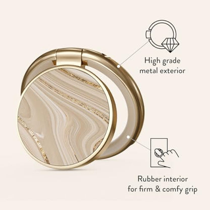BURGA Cell Phone Ring, Holder Grip and Stand - Finger Phone Grip for Back of Smartphone Case, Kickstand 360 Rotation, Universal Ring for iPhone Samsung Galaxy Huawei Google Pixel, Stylish Accessories - color: Full Glam, style: Gold
