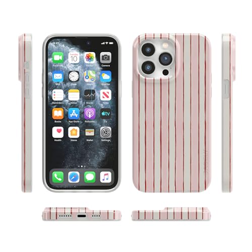 Casely iPhone 14 Pro Case | Pretty in Pastel | Blush Stripes | Compatible with MagSafe | Classic Ultra Slim Design - color: Pretty in Pastel | Blush Stripes, size: iPhone 14 Pro