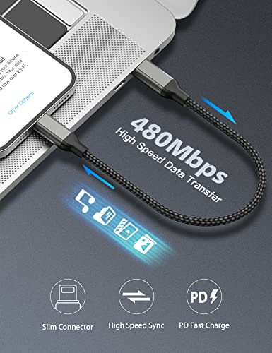 6inch USB-C to Lightning Cable 2Pack MFi Certified for iPhone 14/13/12 iPad - size: 6 Inch
