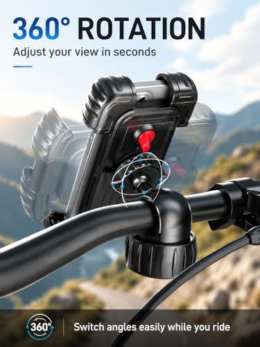 Hiboy Bike Phone Holder, 360° Rotation Adjustable Motorcycle Phone Mount,Bicycle Scooter Handlebar Phone Clip for 5.1" - 6.8" Smartphones - style: Standard