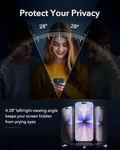 ESR 3 Pack for iPhone 17/iPhone 16 Pro Privacy Screen Protector, Armorite | 7X Impact Absorption, 9H+ Tempered Glass, Anti-Spy, Easy One-Pull Installation, UltraFit Tray, Full-Coverage Protection - size: iPhone 17/16 Pro 6.3 inch