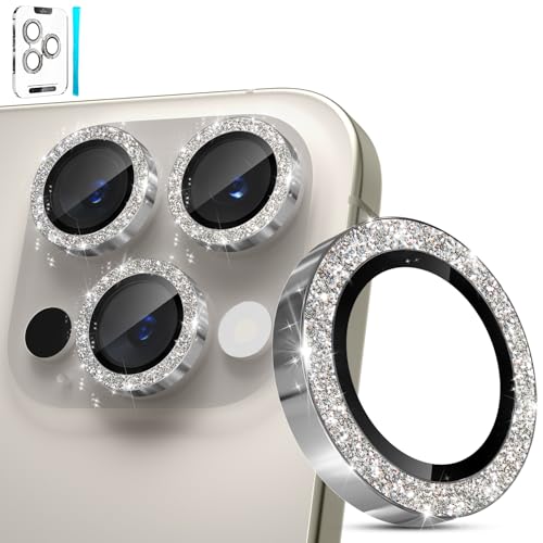 imluckies for iPhone 16 Pro - iPhone 16 Pro Max Camera Lens Protector, AR+AF Tempered Glass, 9H Ultra-Tough Metal Individual Lens Cover, HD Clear Camera Accessories - Glitter Natural Titanium - color: Glitter Natural Titanium