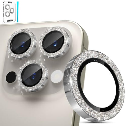 imluckies for iPhone 16 Pro - iPhone 16 Pro Max Camera Lens Protector, AR+AF Tempered Glass, 9H Ultra-Tough Metal Individual Lens Cover, HD Clear Camera Accessories - Glitter Natural Titanium - color: Glitter Natural Titanium