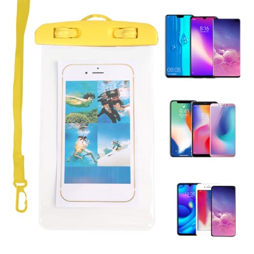 Waterproof Pouch for Phone Transparent Touchscreen Phone Holder | Water Play Cellphone Bag for Beach Cruise Vacation Running Camping Swimming Cycling Kayak Diving Travel - color: Yellow