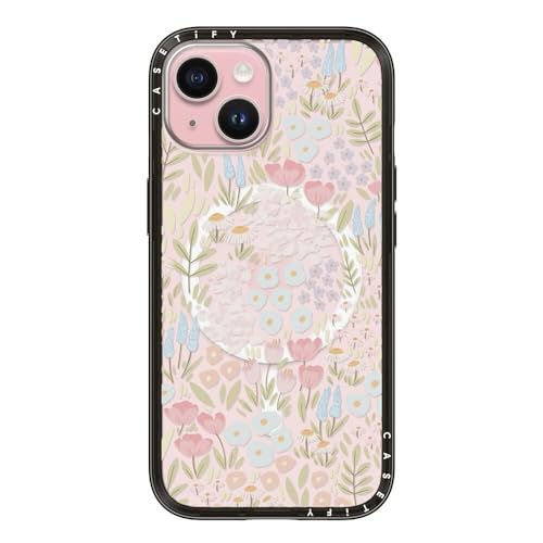 CASETiFY for iPhone 15 Case - Compact Compatible with MagSafe | Slim and Sleek | 4ft. 2x Military Grade Drop Protection | Eleanor by Ivory Paper Co | Black - color: 03. Eleanor, size: Iphone 15 (Magsafe)