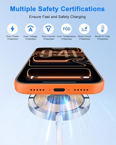 Apple MFi Certified Apple MagSafe Charger 25W 5FT Magnetic Wireless Charger - color: Milky White