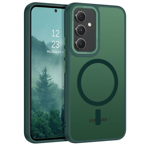 GUAGUA for Samsung Galaxy A54 Case [Compatible with MagSafe] Magnetic Cases Slim Translucent Matte Back Anti-Scratch Skin Feeling Shockproof Protective Phone Case for Samsung Galaxy A54 5G, Green - color: Green, size: for Samsung A54 5G