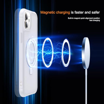 SKYLMW Compatible with iPhone 11 Case with Stand,Translucent | iPhone 11 Phone Case 6.1",Magnetic Ring Stand,Compatible with MagSafe,Military-Grade Protection,Great Grip Feeling - color: Translucent, size: Iphone 11