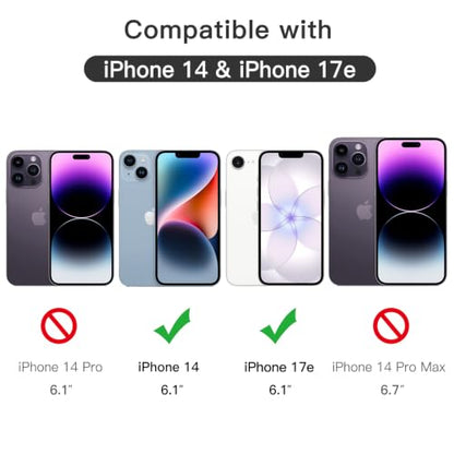 JETech Full-Coverage Screen Protector for iPhone 14/17e, 3-Pack | Black Edge Tempered Glass, Easy Installation Tool, HD Clear, Case-Friendly - size: iPhone 14/17e
